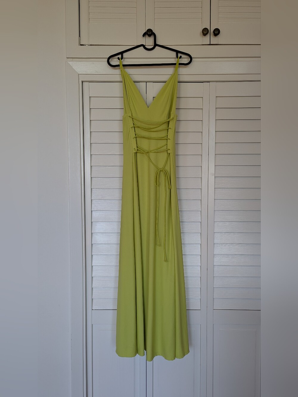 Zara Lime-Green Strappy Lace-Up Maxi Dress